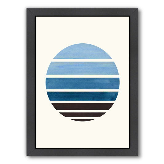 Navy Staggered Sunset By Ejaaz Haniff - Black Framed Print - Wall Art - Americanflat