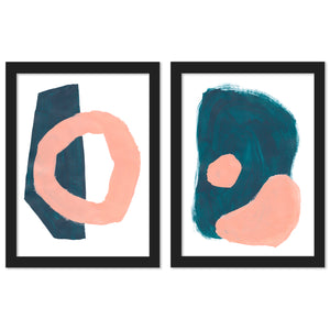 Teal Salmon Circle by Ejaaz Haniff - 2 Piece Framed Print Set - Americanflat