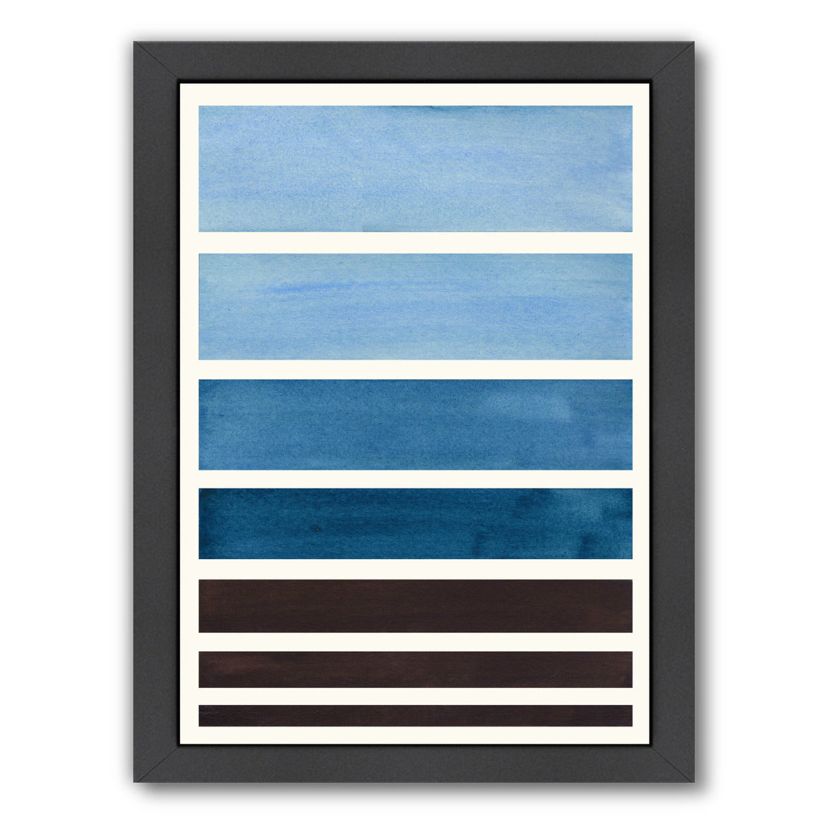 Navy Staggered Stripes By Ejaaz Haniff - Black Framed Print - Wall Art - Americanflat