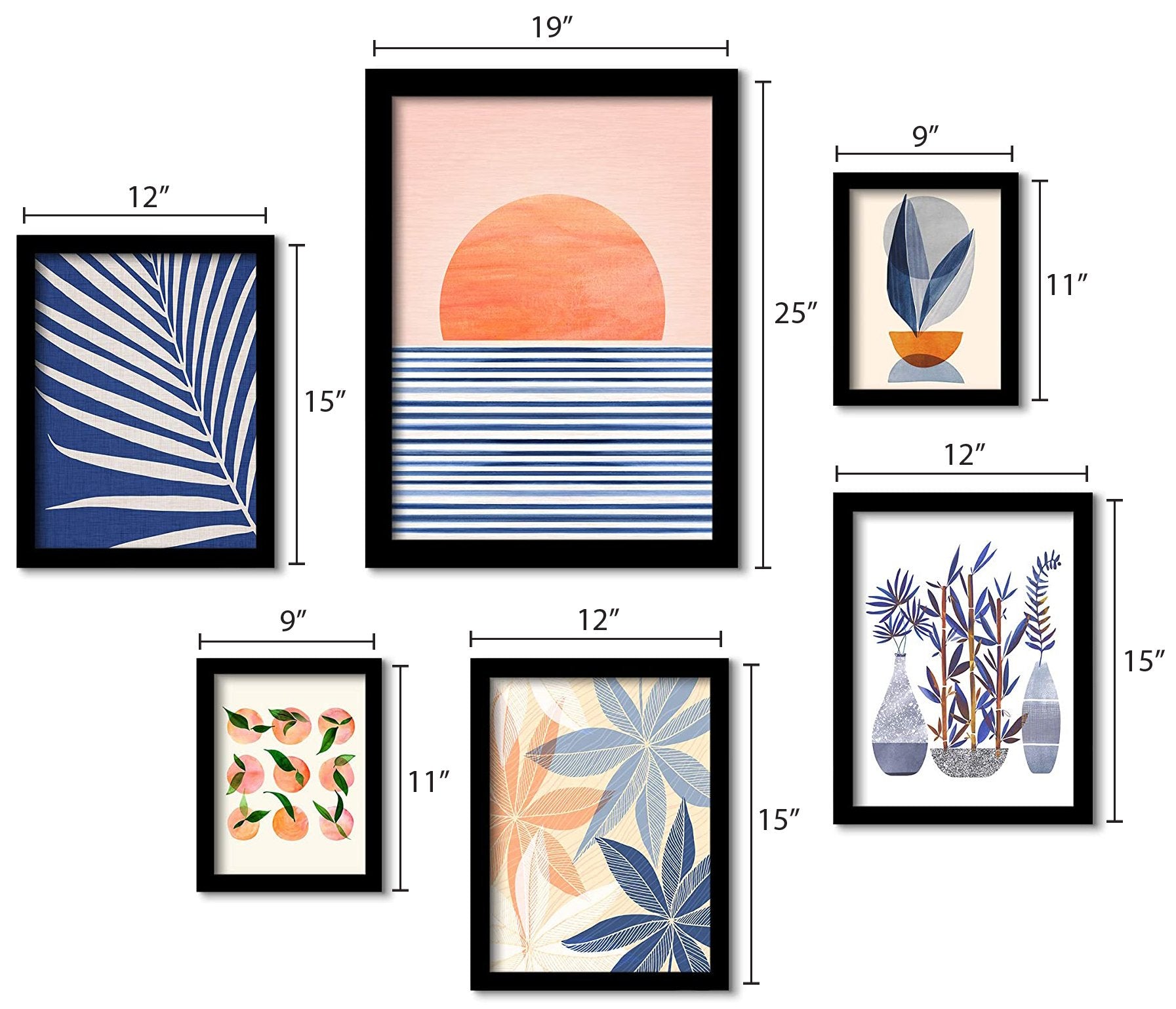 Minimal Sunrise II - 6 Piece Framed Gallery Wall Set - Americanflat