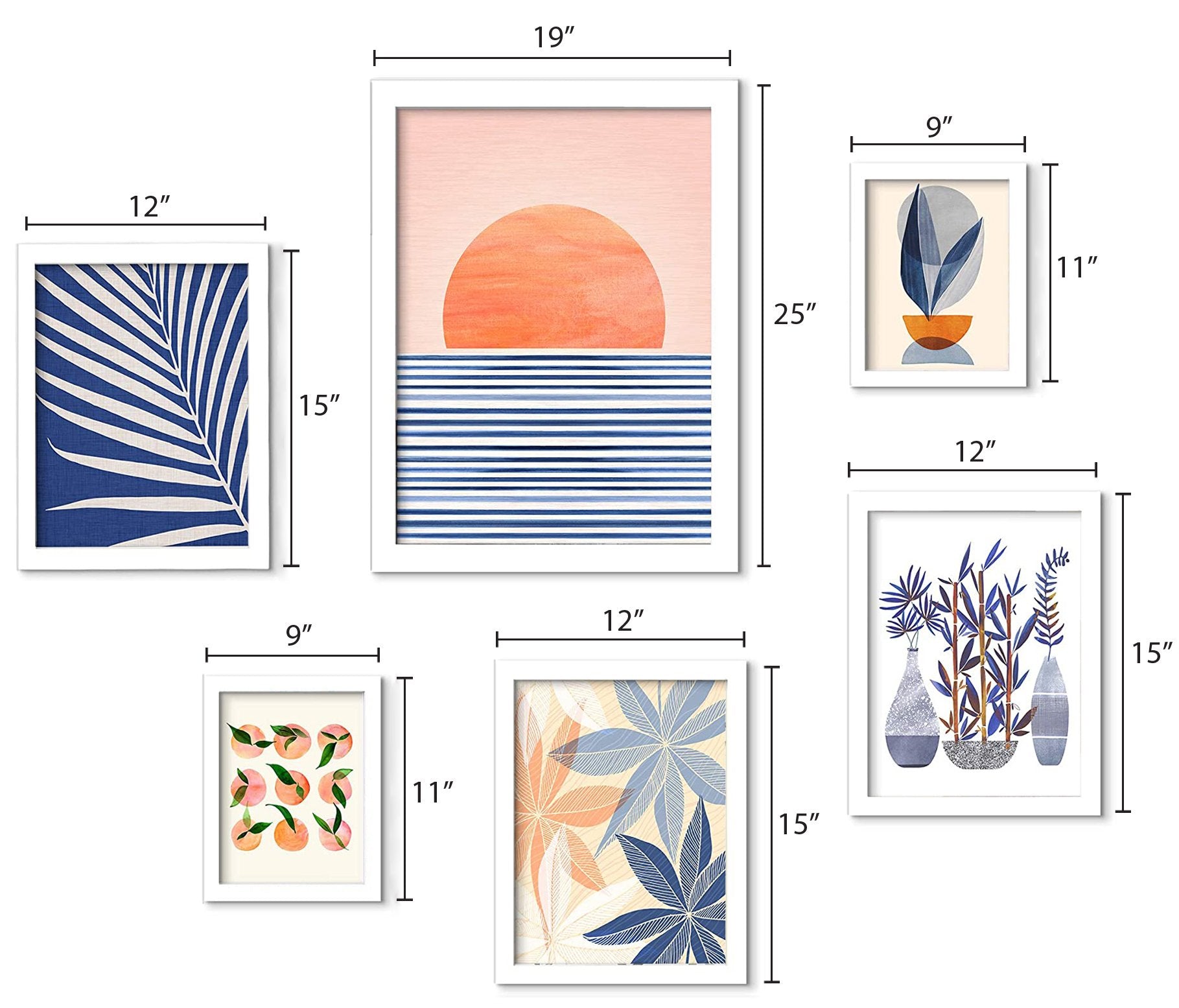 Minimal Sunrise II - 6 Piece Framed Gallery Wall Set - Americanflat
