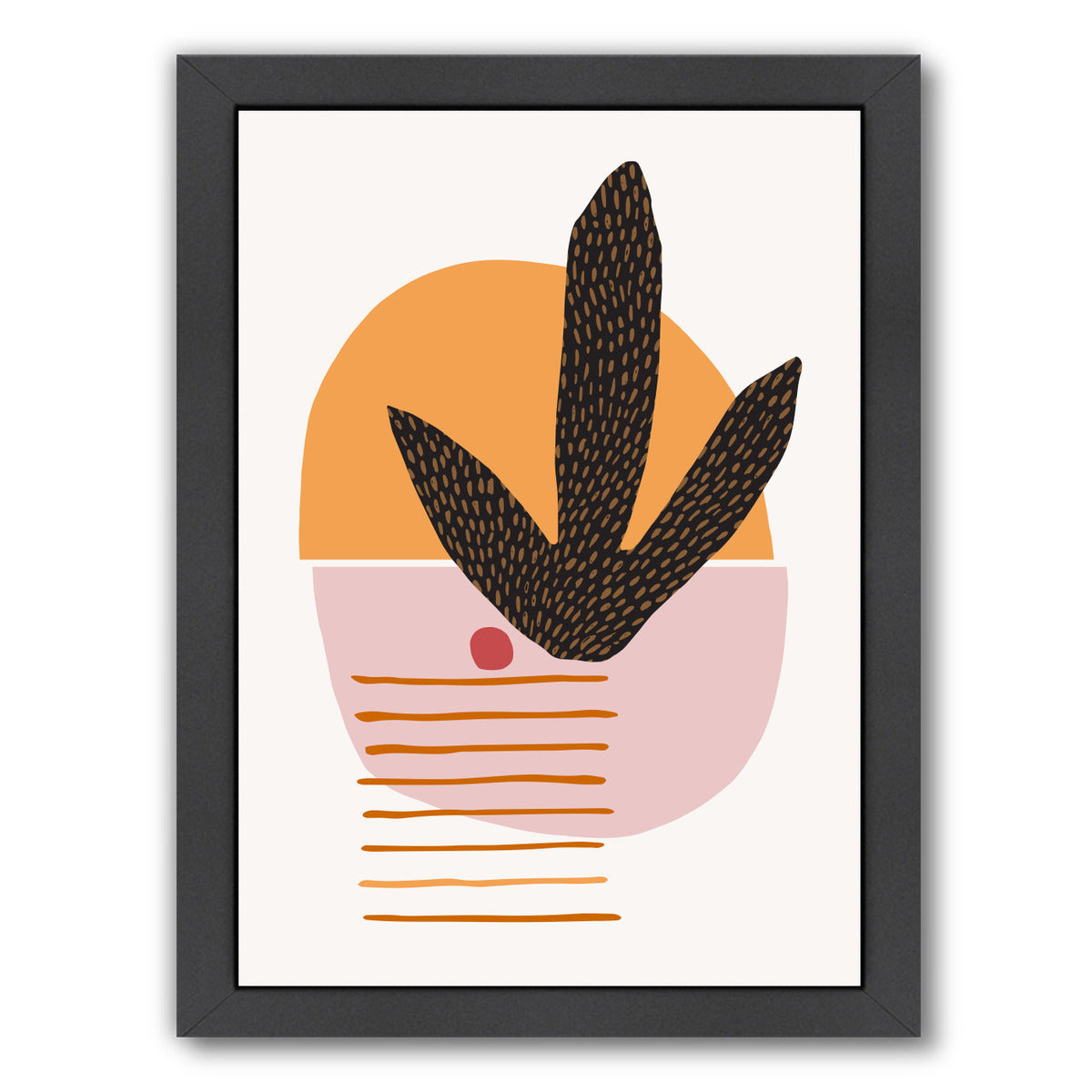 Cactus And Cherry By Modern Tropical - Black Framed Print - Wall Art - Americanflat