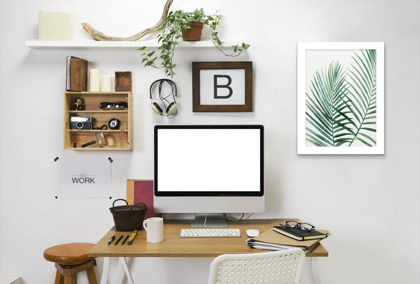 Emerald Palms By Modern Tropical - White Framed Print - Wall Art - Americanflat