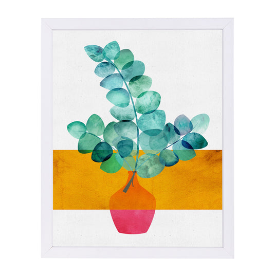 Eucalyptus And Sunshine By Modern Tropical - White Framed Print - Wall Art - Americanflat