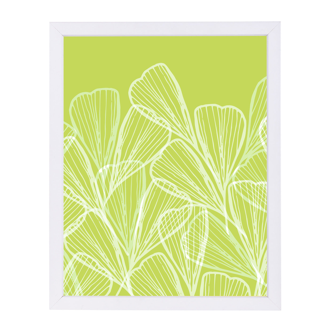 Floral Abstract In Summer Green  By Modern Tropical - White Framed Print - Wall Art - Americanflat