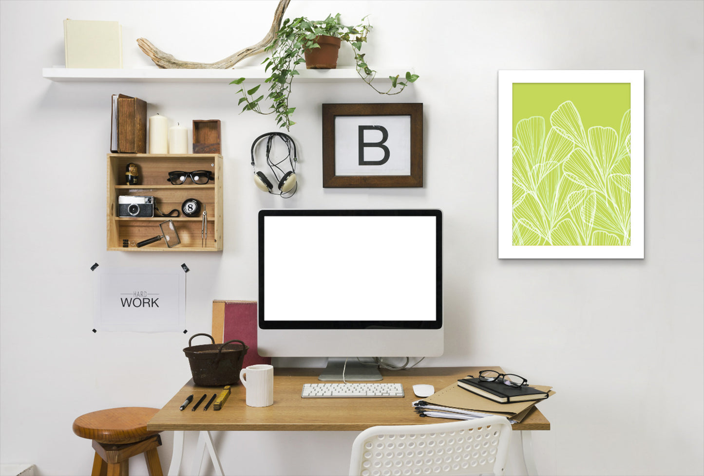 Floral Abstract In Summer Green  By Modern Tropical - White Framed Print - Wall Art - Americanflat