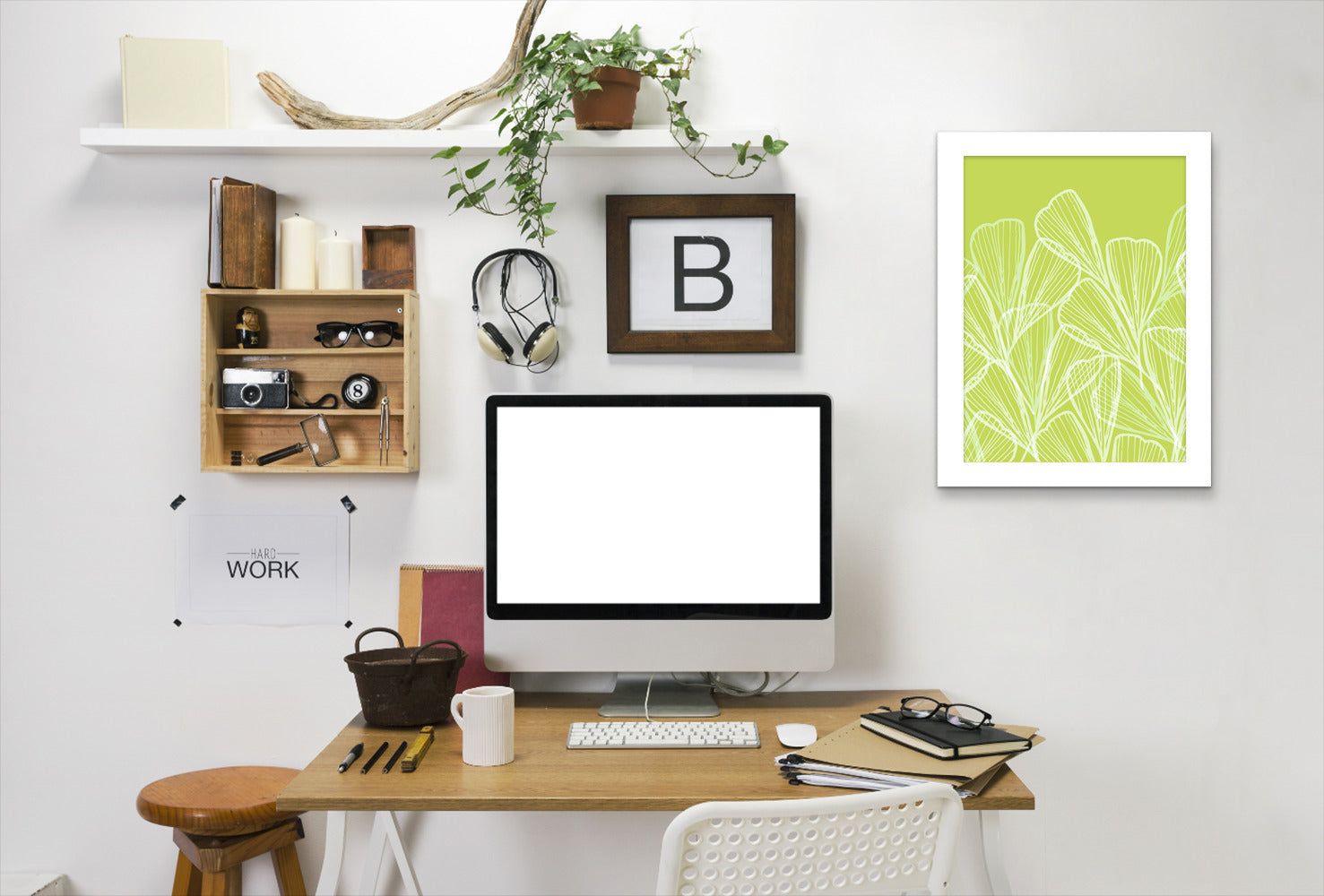 Floral Abstract In Summer Green  By Modern Tropical - White Framed Print - Wall Art - Americanflat