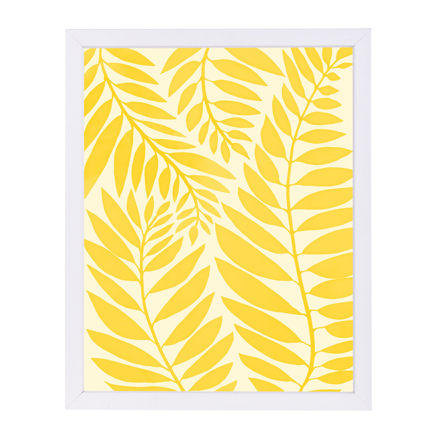 Golden Yellow Leaves  By Modern Tropical - White Framed Print - Wall Art - Americanflat