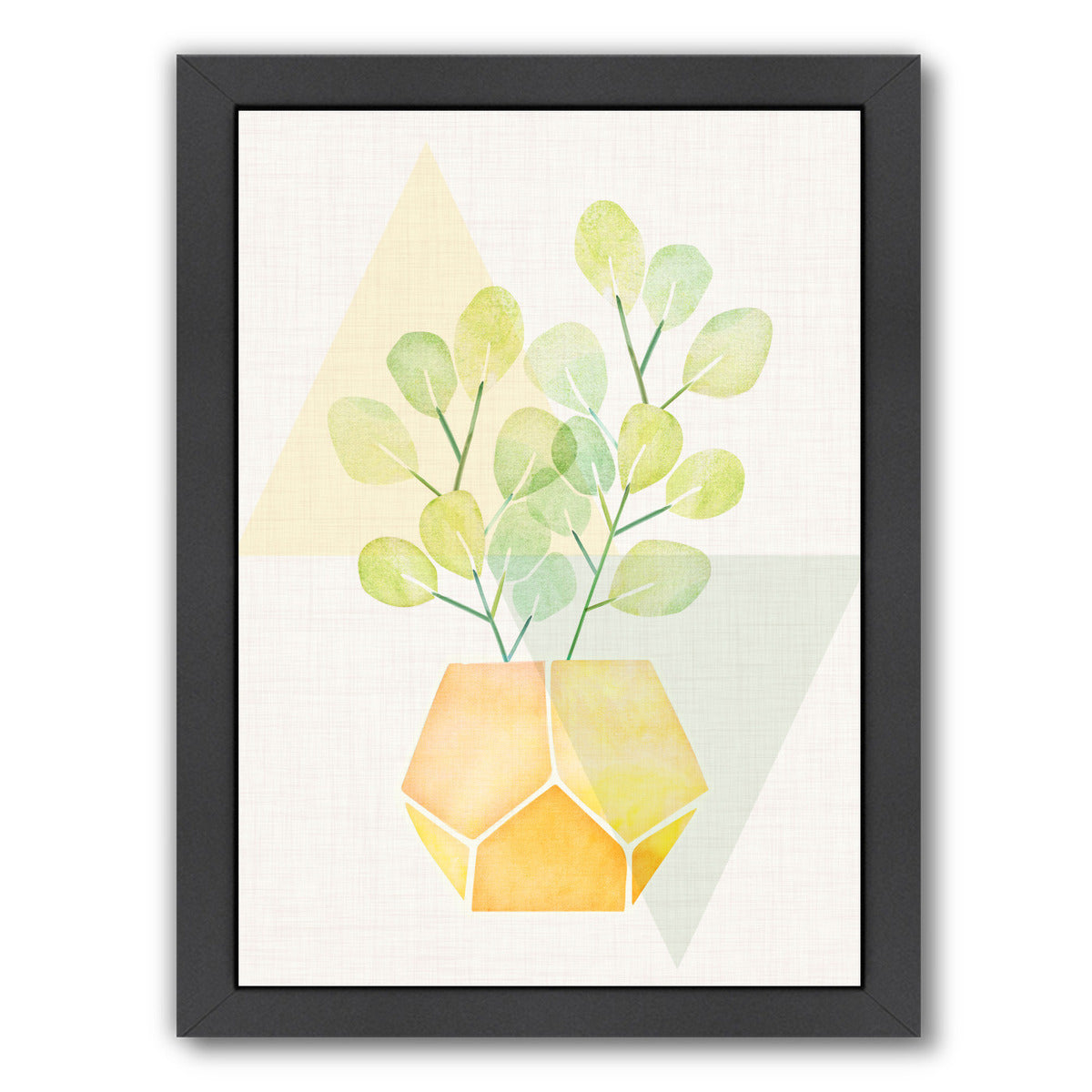 House Plant With Geometrics By Modern Tropical - Black Framed Print - Wall Art - Americanflat