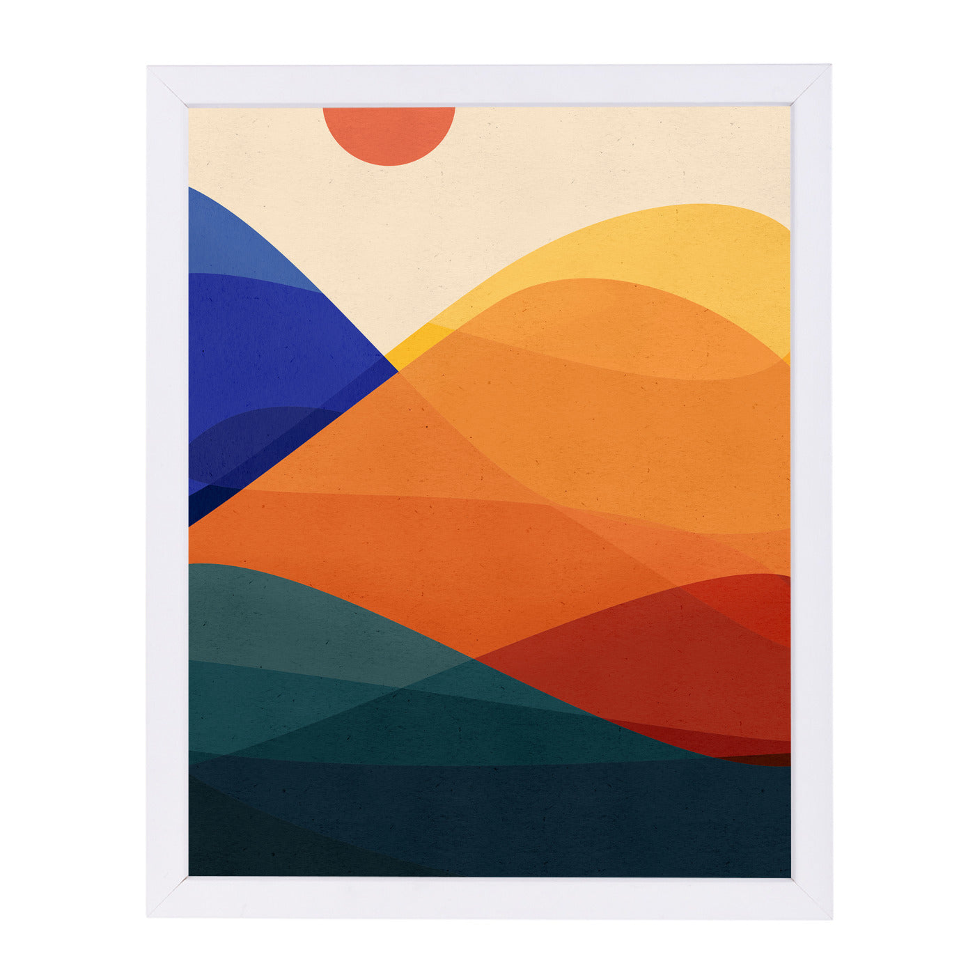 Meditative Mountains By Modern Tropical - White Framed Print - Wall Art - Americanflat