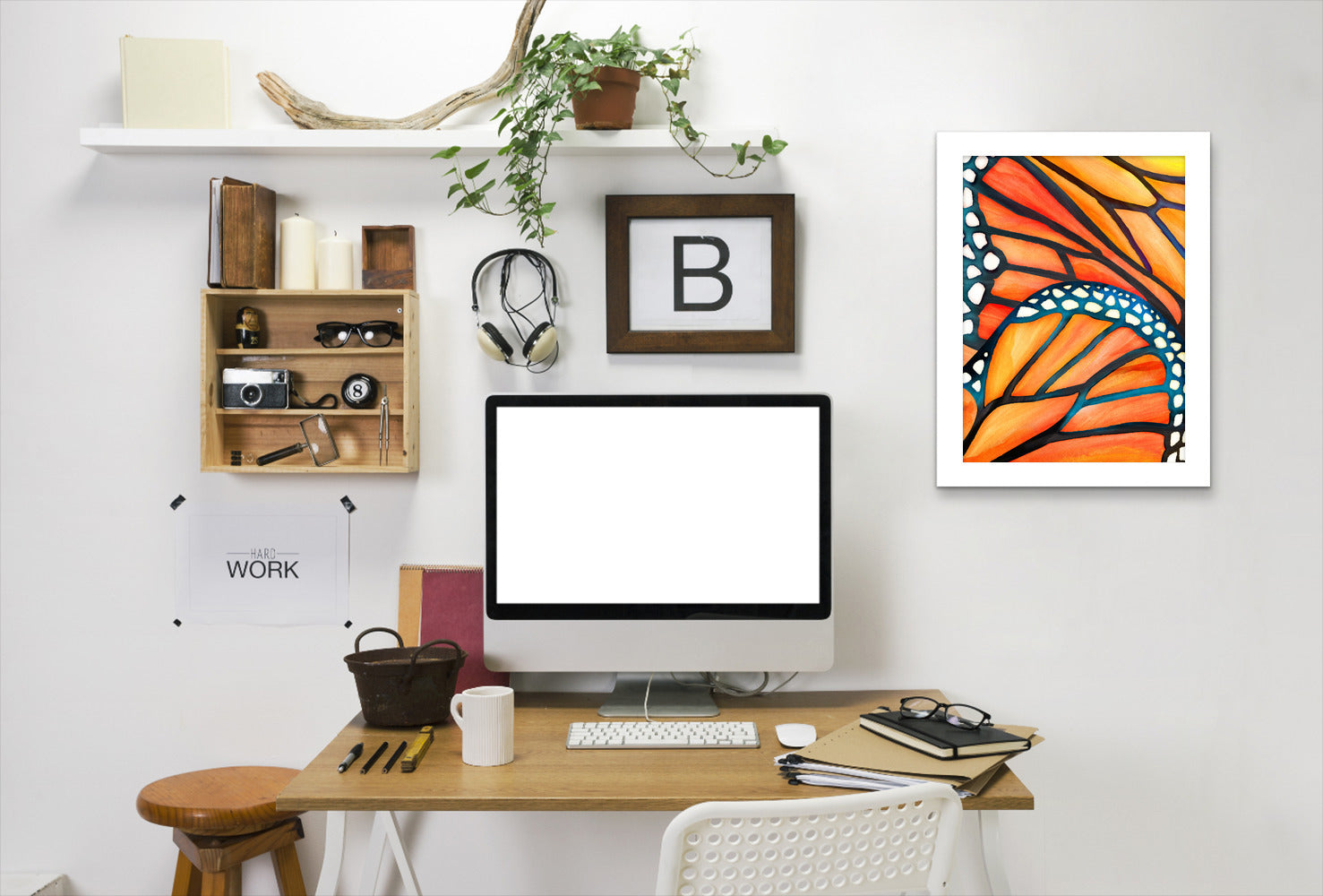 Monarch By Modern Tropical - White Framed Print - Wall Art - Americanflat