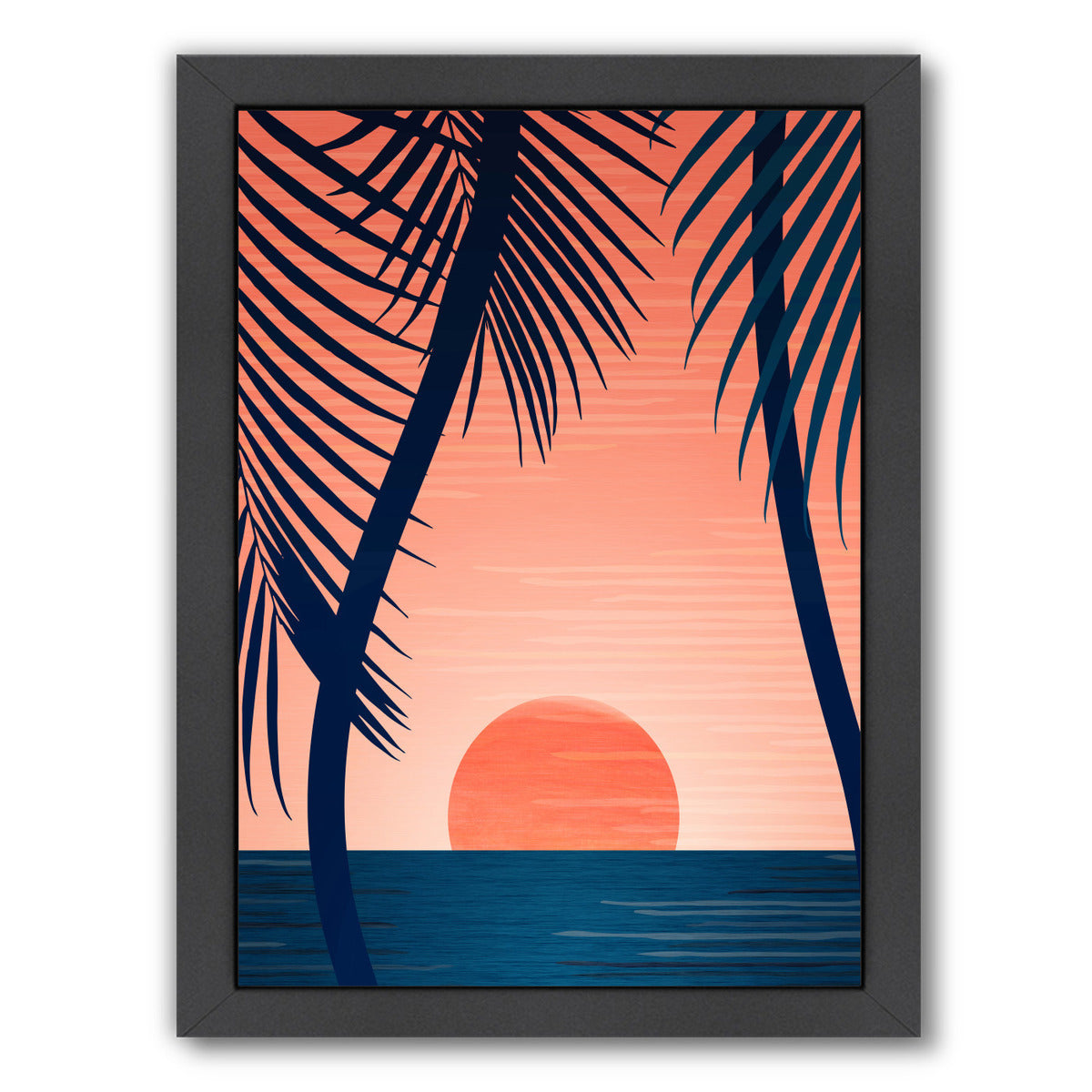 Peace And Palms By Modern Tropical - Black Framed Print - Wall Art - Americanflat