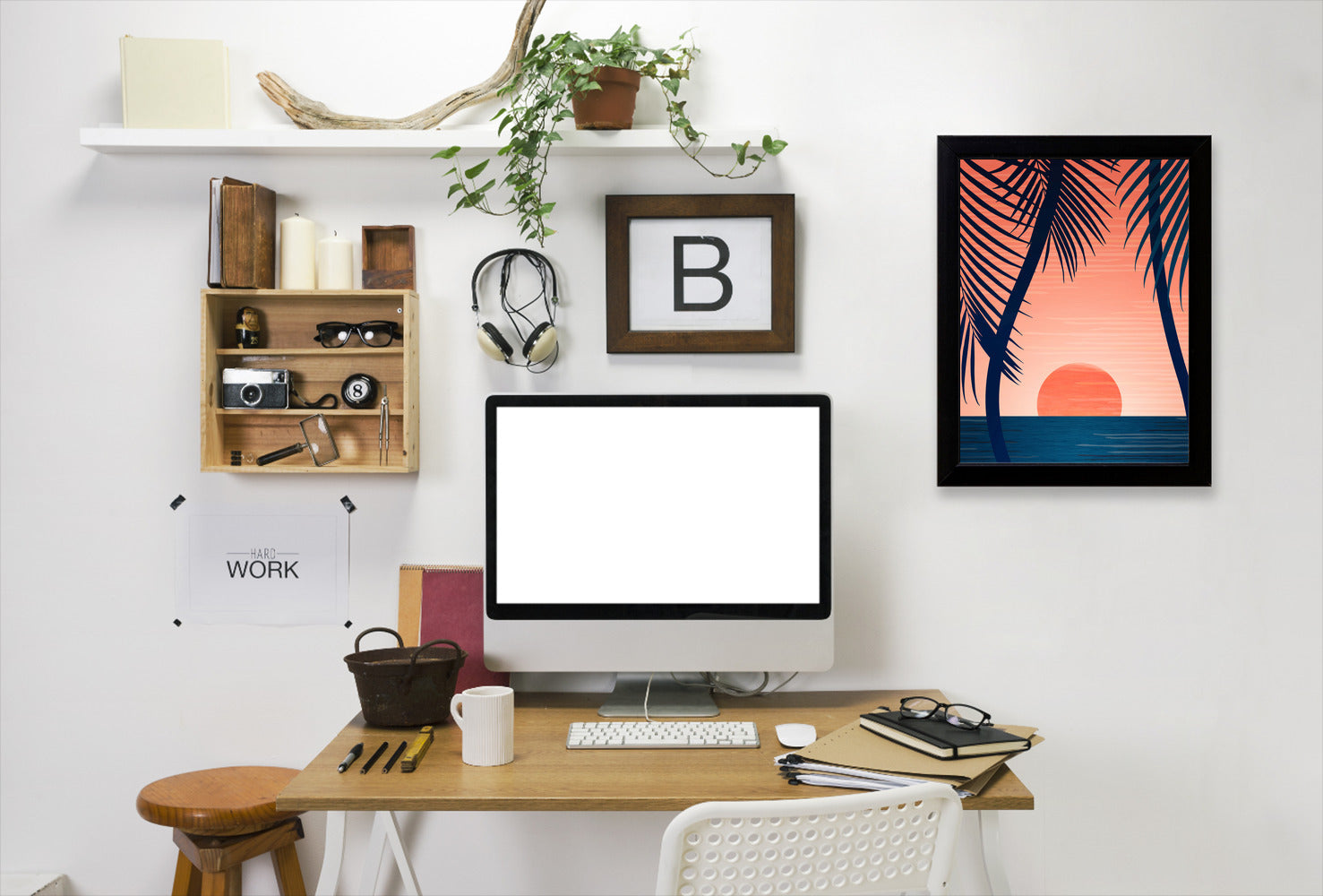 Peace And Palms By Modern Tropical - Black Framed Print - Wall Art - Americanflat