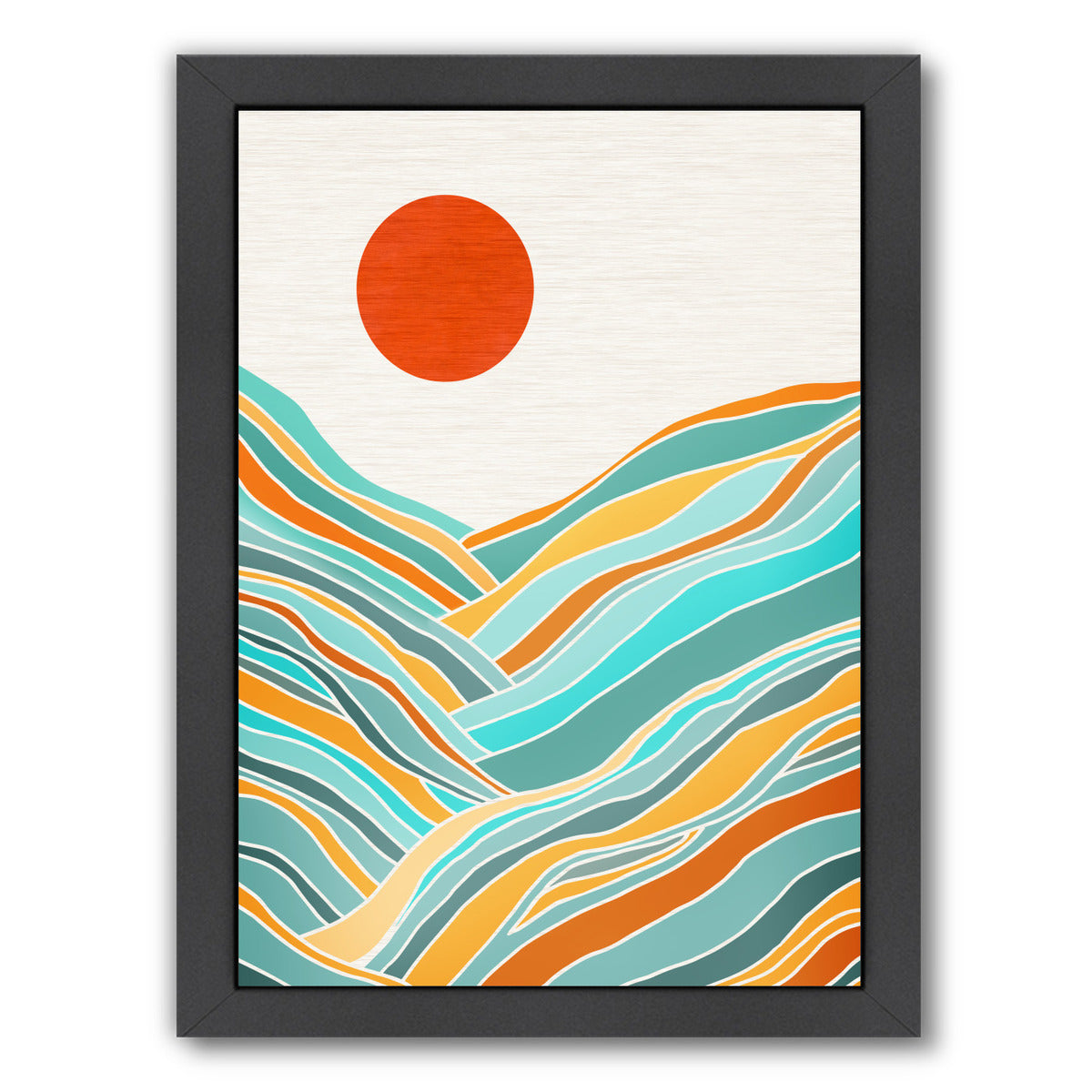 Sunset Landscape By Modern Tropical - Black Framed Print - Wall Art - Americanflat