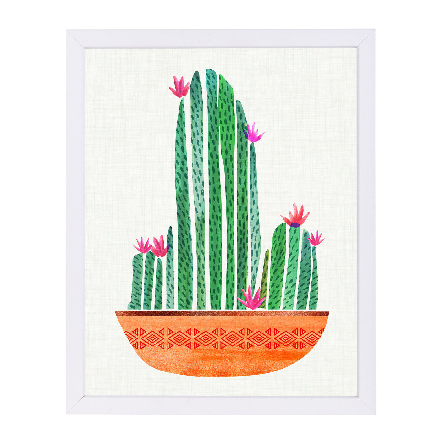 Tiny Cactus Blossoms By Modern Tropical - White Framed Print - Wall Art - Americanflat