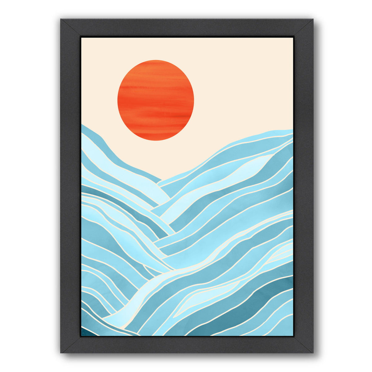 Waves Like Mountains By Modern Tropical - Black Framed Print - Wall Art - Americanflat