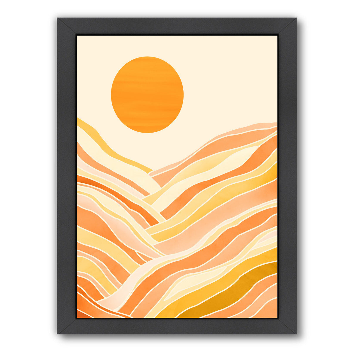 Golden Mountain Sunset By Modern Tropical - Black Framed Print - Wall Art - Americanflat
