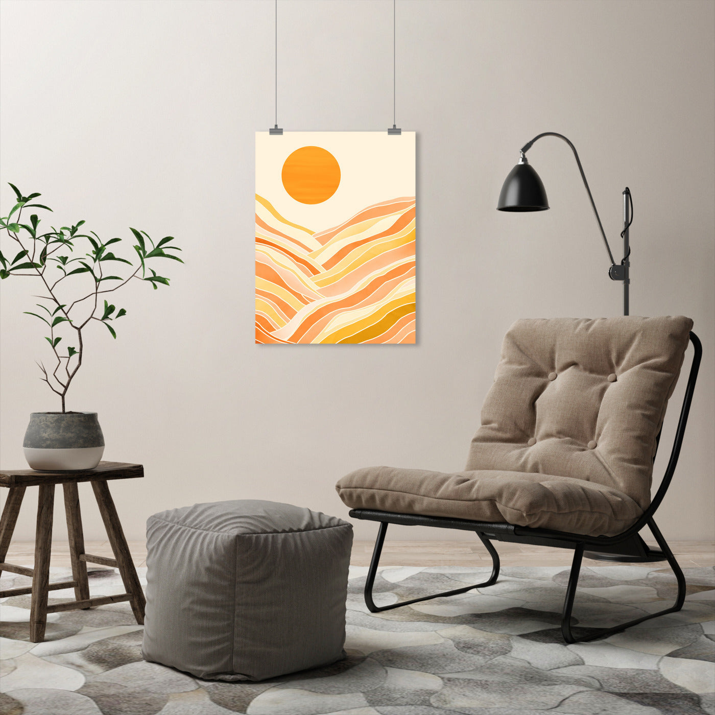 Golden Mountain Sunset by Modern Tropical - Art Print - Americanflat
