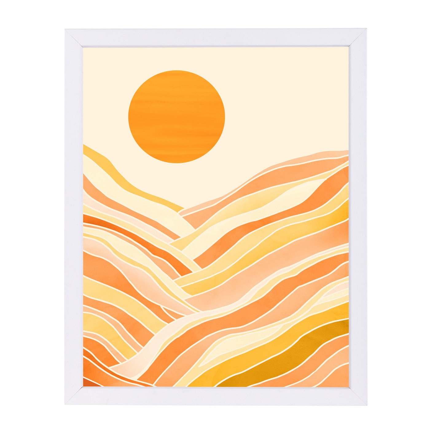 Golden Mountain Sunset By Modern Tropical - White Framed Print - Wall Art - Americanflat