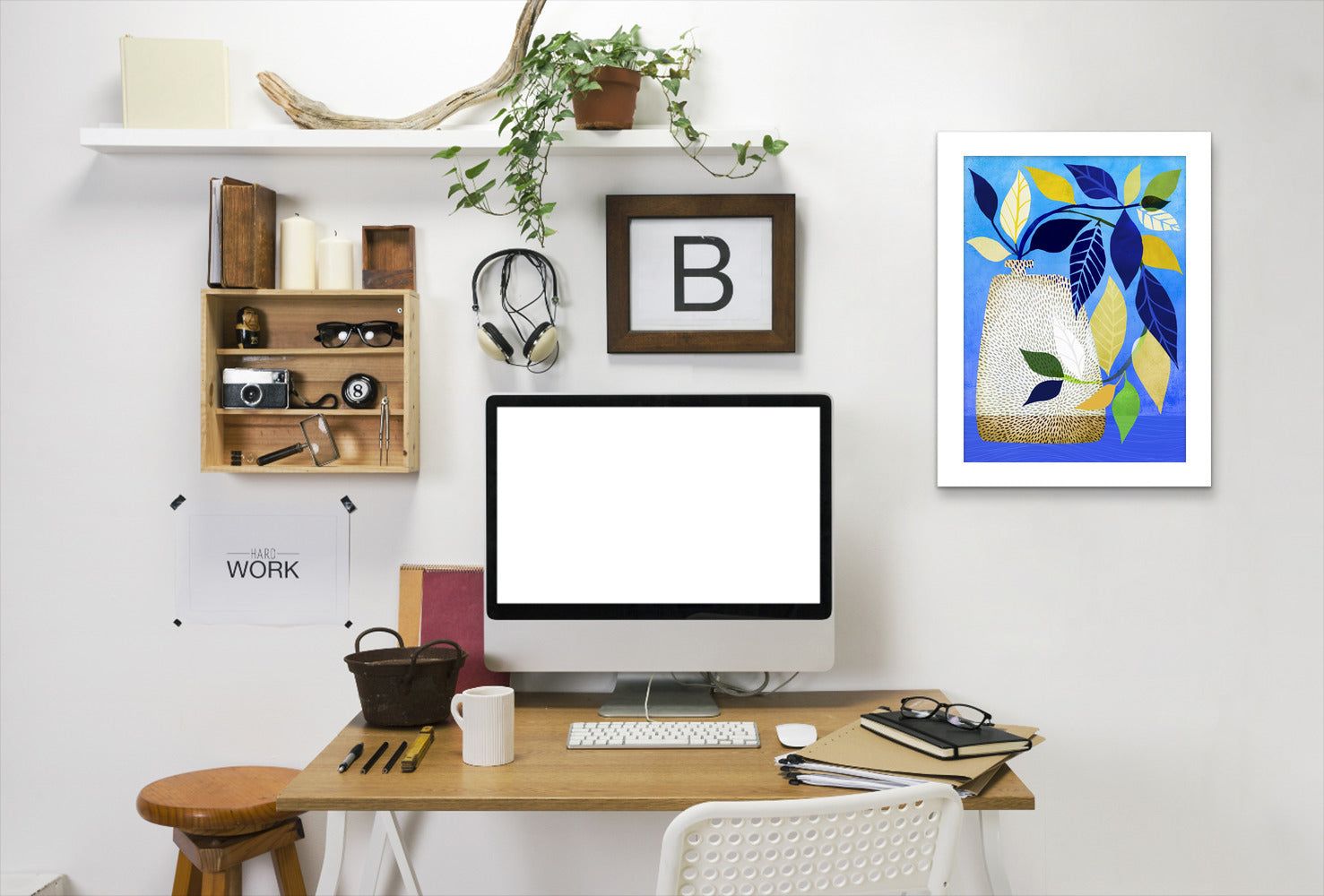 Ivy And Blue Sky Ii By Modern Tropical - White Framed Print - Wall Art - Americanflat