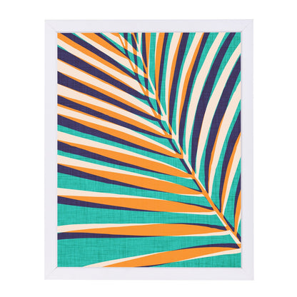 Modern Palm Leaf In Gold And Teal By Modern Tropical - Framed Print - Americanflat