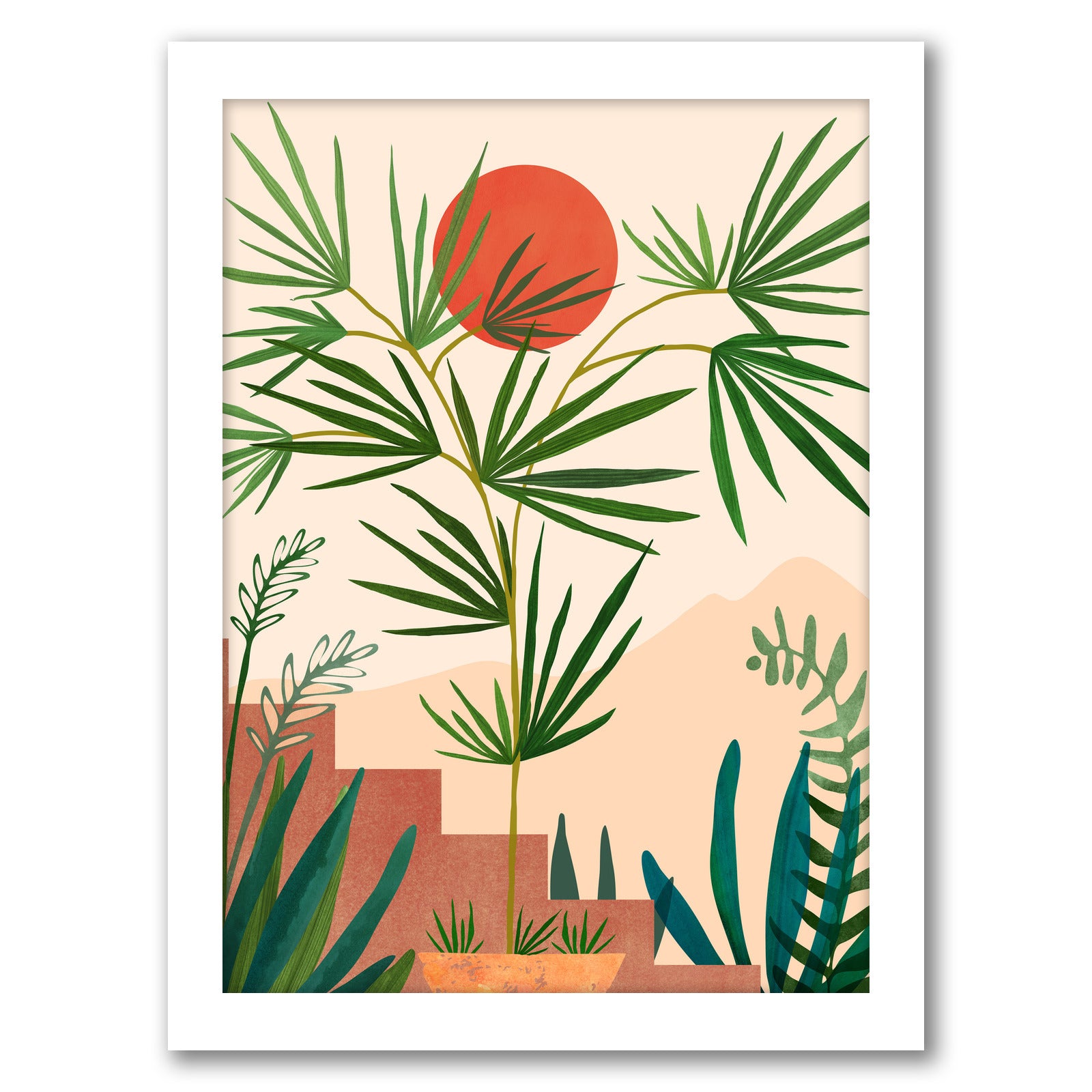 Weekend In Mojave by Modern Tropical - White Framed Print - Wall Art - Americanflat