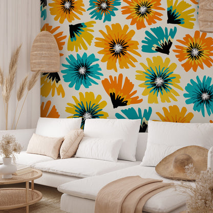 Peel & Stick Wall Mural - Bright Beach Floral 1 By Modern Tropical