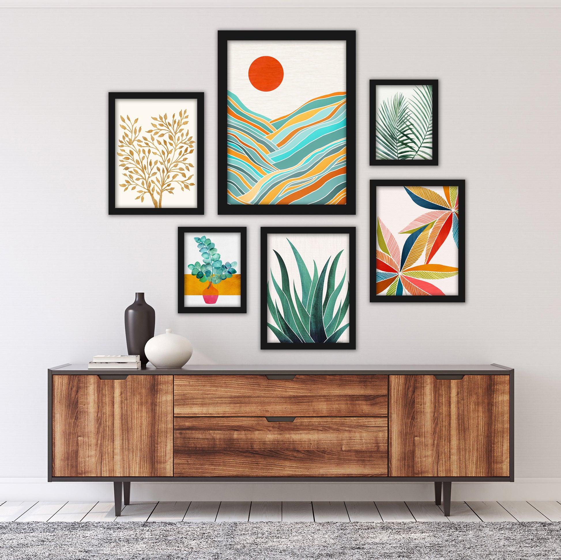 Modern Tropical Greenery Framed Gallery Wall Set - Art Set - Americanflat