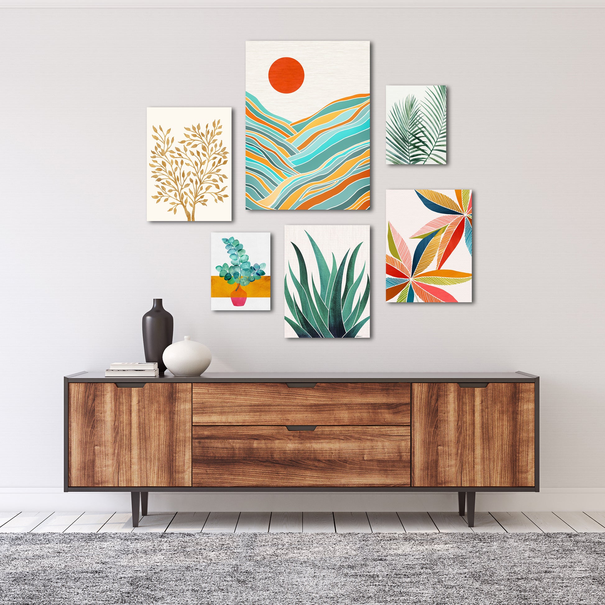 Modern Tropical Canvas Gallery Wall Set 4 - Art Set - Americanflat