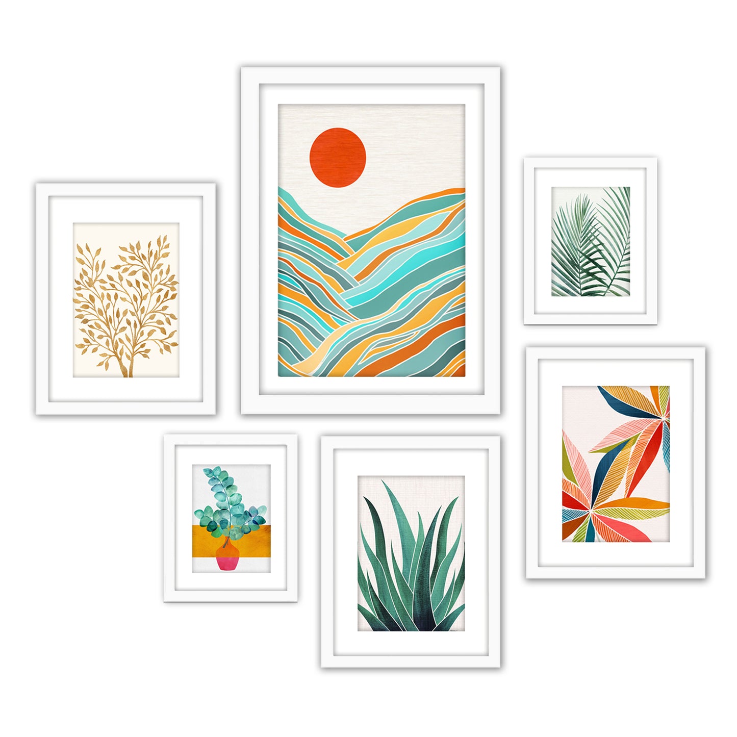 Modern Tropical Greenery - 6 Piece Framed Gallery Wall Set - Americanflat