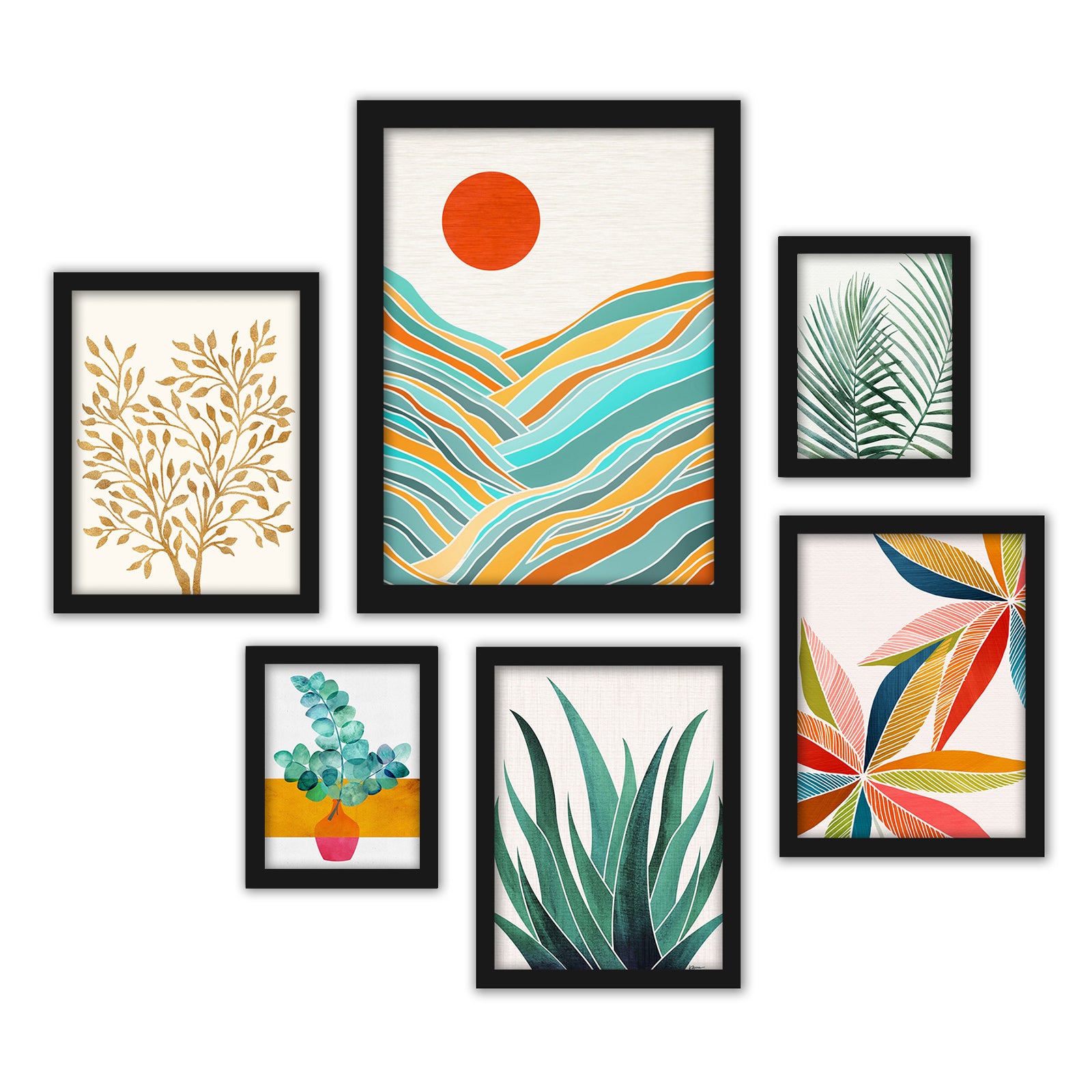 Modern Tropical Greenery Framed Gallery Wall Set - Art Set - Americanflat