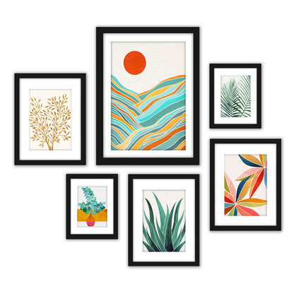 Modern Tropical Greenery - 6 Piece Framed Gallery Wall Set - Americanflat