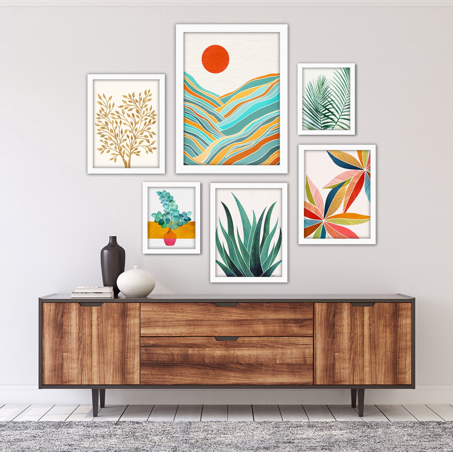 Modern Tropical Greenery Framed Gallery Wall Set - Art Set - Americanflat