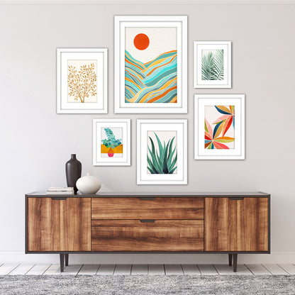 Modern Tropical Greenery - 6 Piece Framed Gallery Wall Set - Americanflat