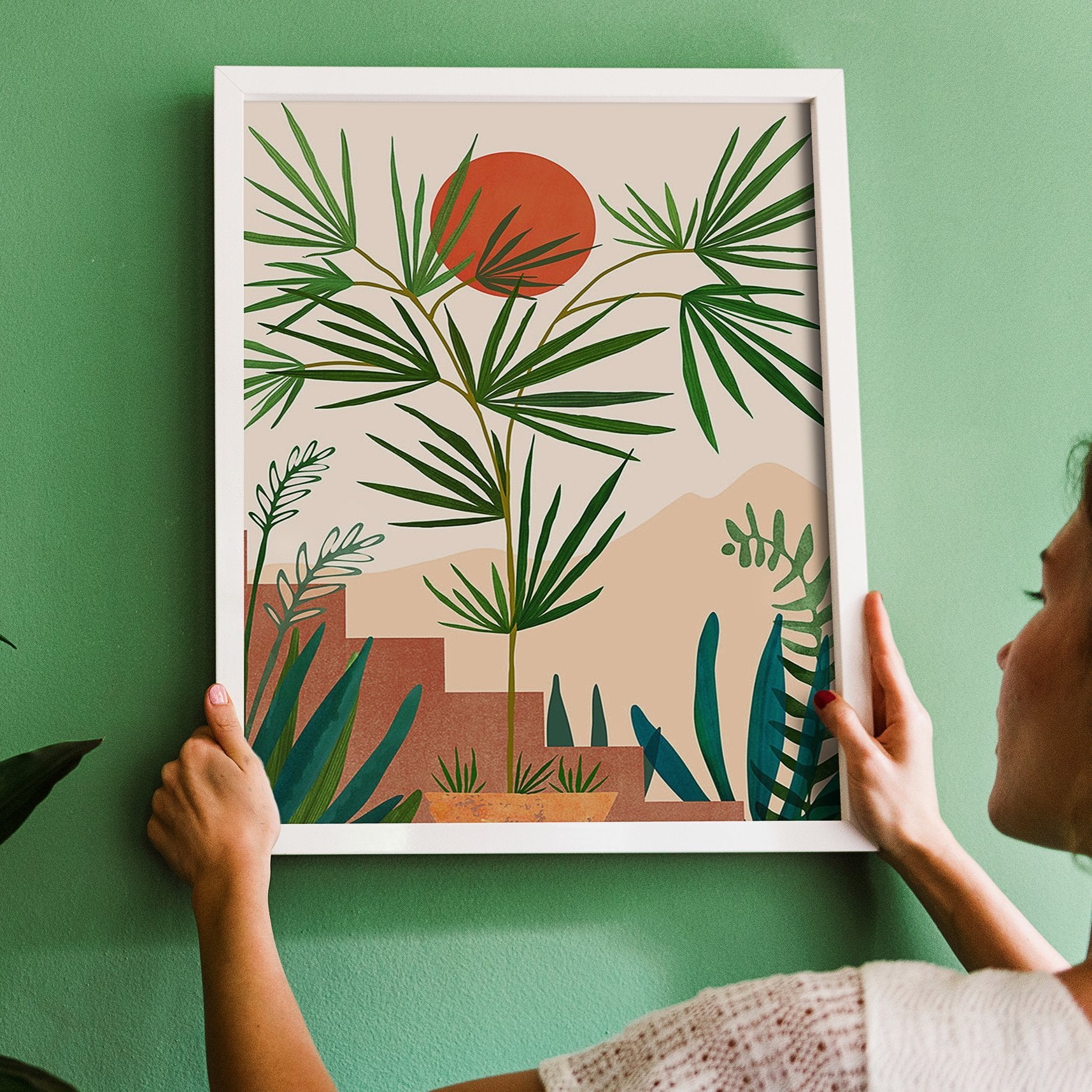 Weekend In Mojave by Modern Tropical - White Framed Print - Americanflat