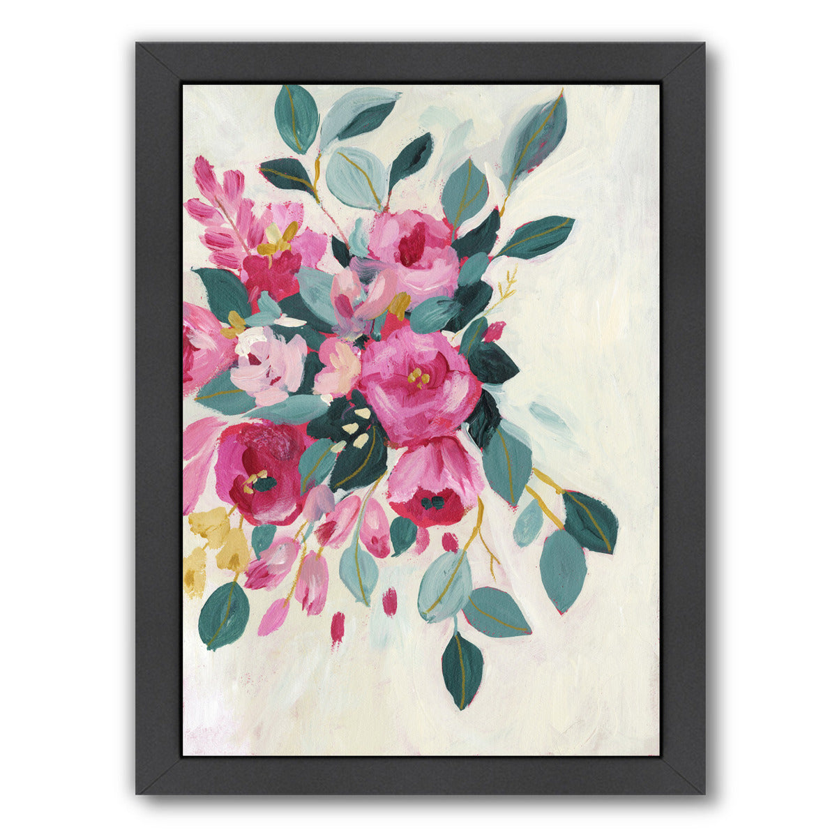 With Love Floral By Sharon Montgomery - Black Framed Print - Wall Art - Americanflat