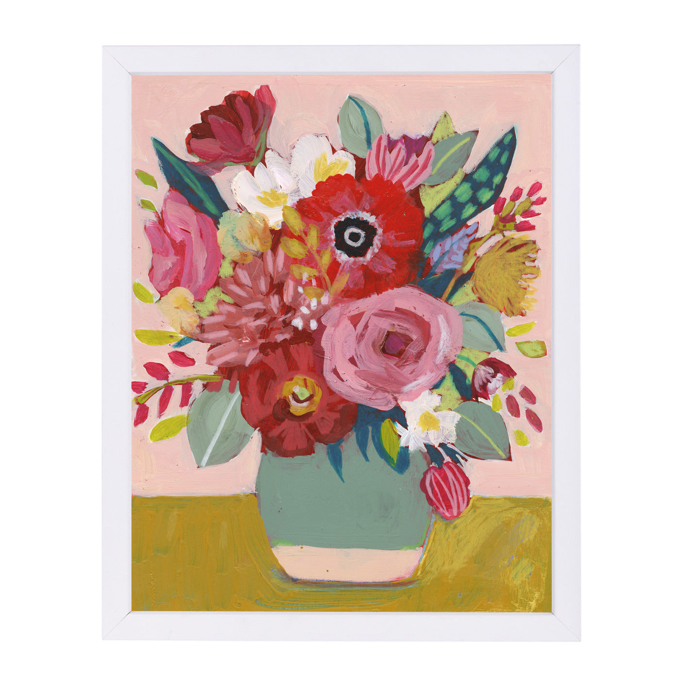 For My Mom Floral By Sharon Montgomery - White Framed Print - Wall Art - Americanflat