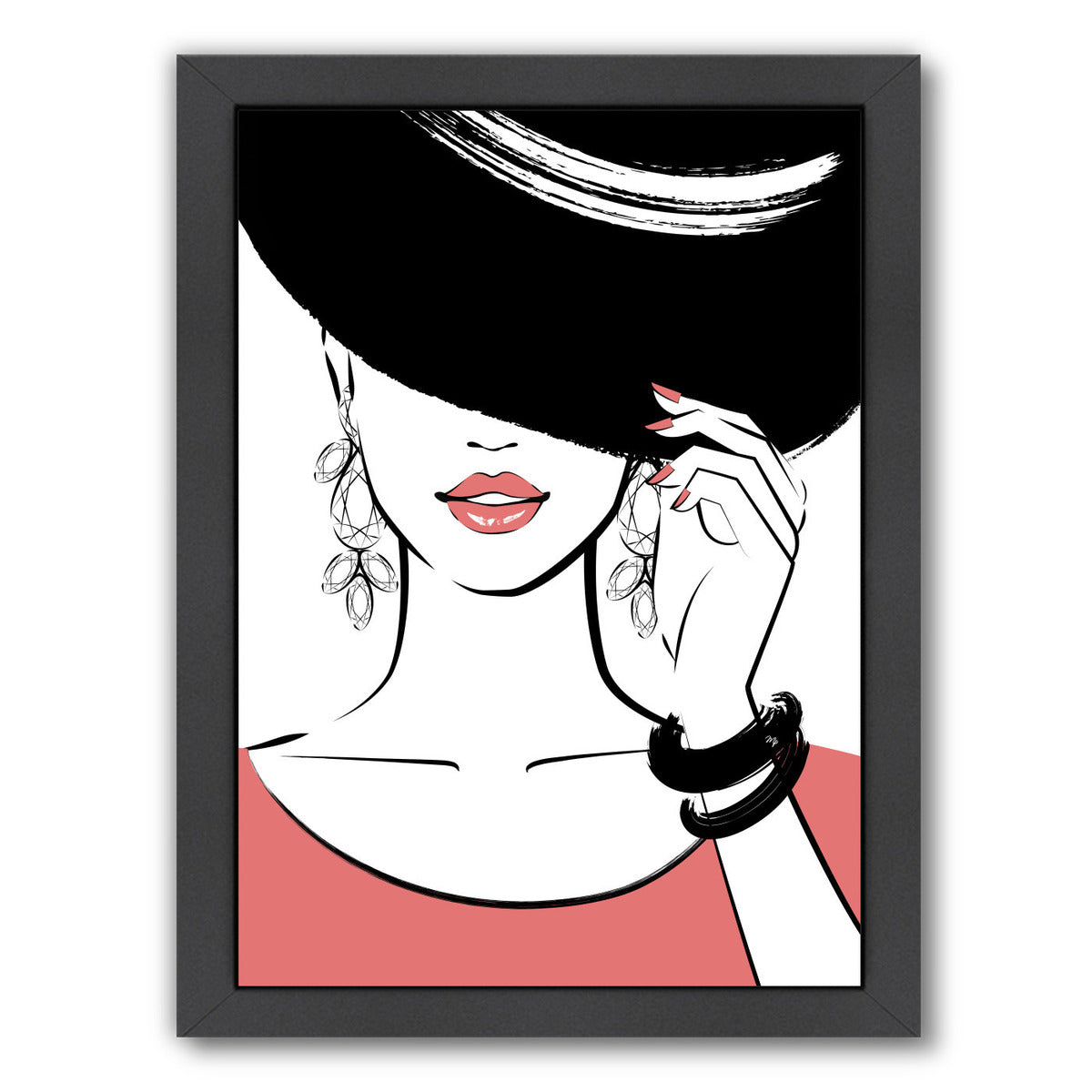 Hat Lady By Martina - Black Framed Print - Wall Art - Americanflat