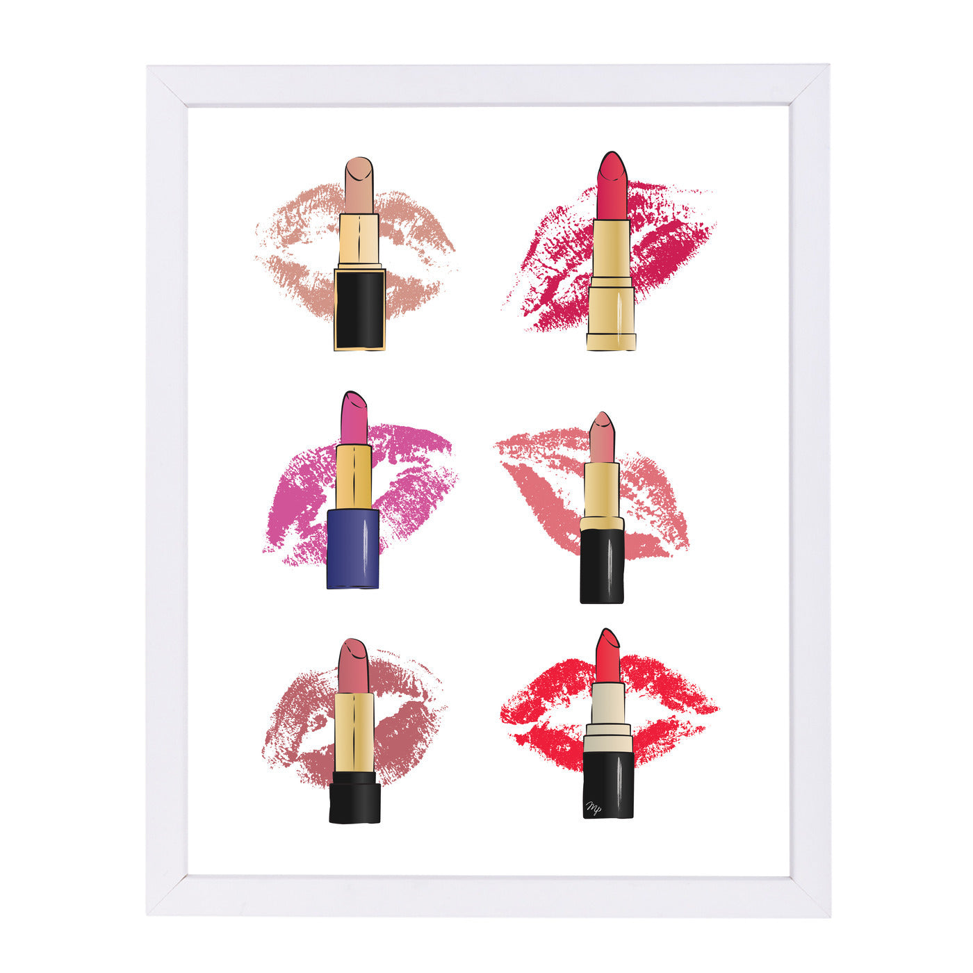 Lipsticks By Martina - White Framed Print - Wall Art - Americanflat