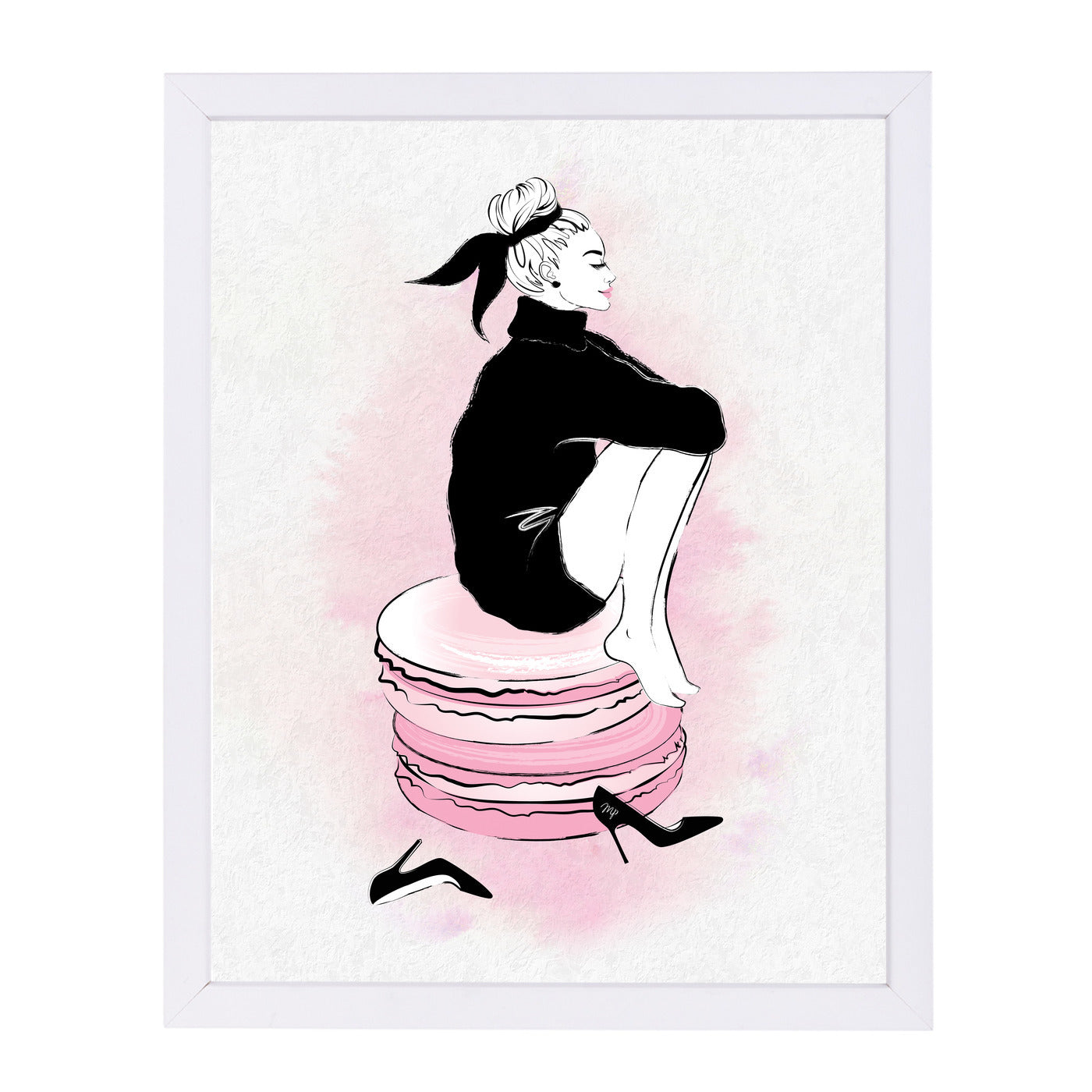 Macaron Girl By Martina - White Framed Print - Wall Art - Americanflat