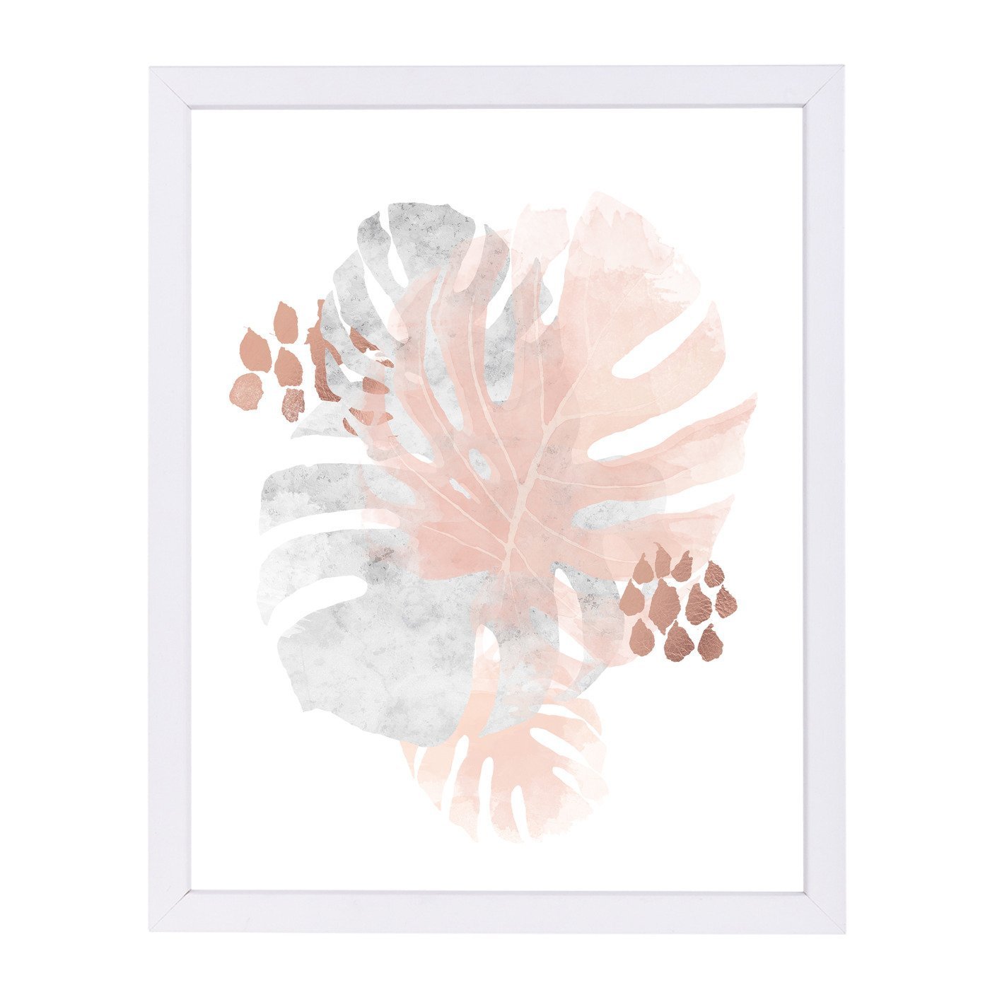 Abstract Monstera Copper 1 By Wall + Wonder - White Framed Print - Wall Art - Americanflat