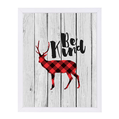 Be Kind Deer Gray Wood By Wall + Wonder - Framed Print - Americanflat