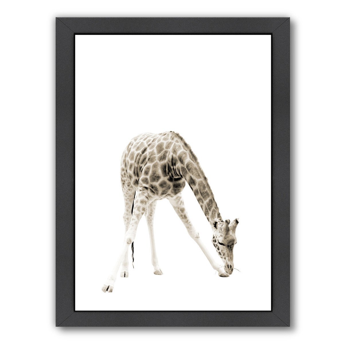 Beige Giraffe 3 By Wall + Wonder - Black Framed Print - Wall Art - Americanflat