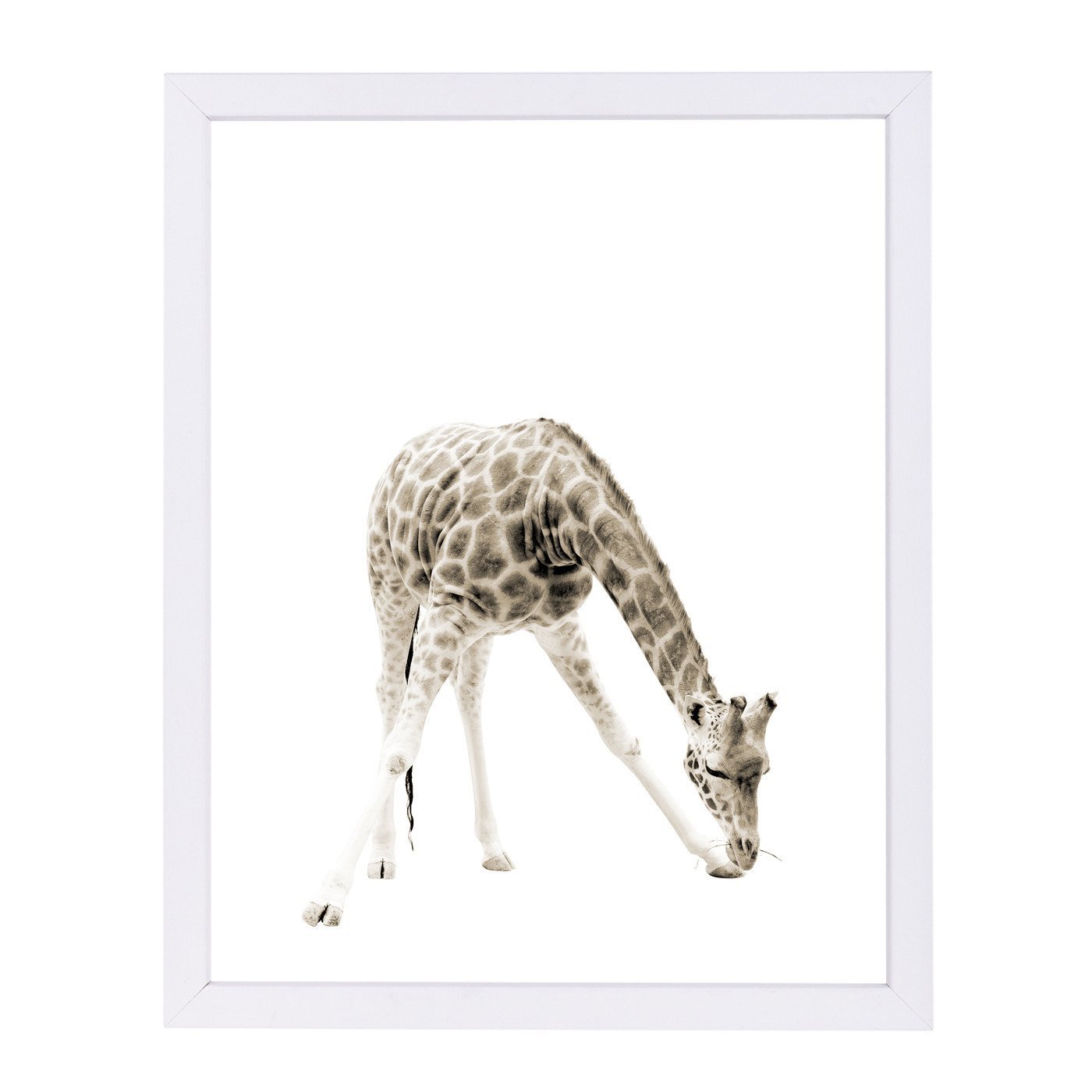 Beige Giraffe 3 By Wall + Wonder - White Framed Print - Wall Art - Americanflat