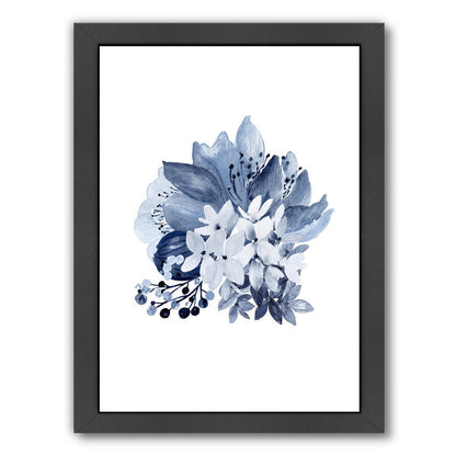 Blue Floral 1 By Wall + Wonder - Black Framed Print - Wall Art - Americanflat