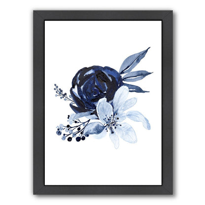 Blue Floral 2 By Wall + Wonder - Black Framed Print - Wall Art - Americanflat