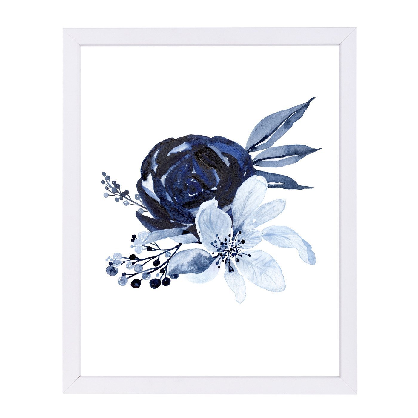 Blue Floral 2 By Wall + Wonder - Framed Print - Americanflat