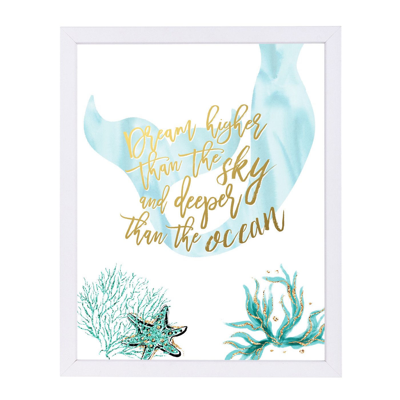 Dream Higher Mermaid Tail  Teal By Wall + Wonder - Framed Print - Americanflat