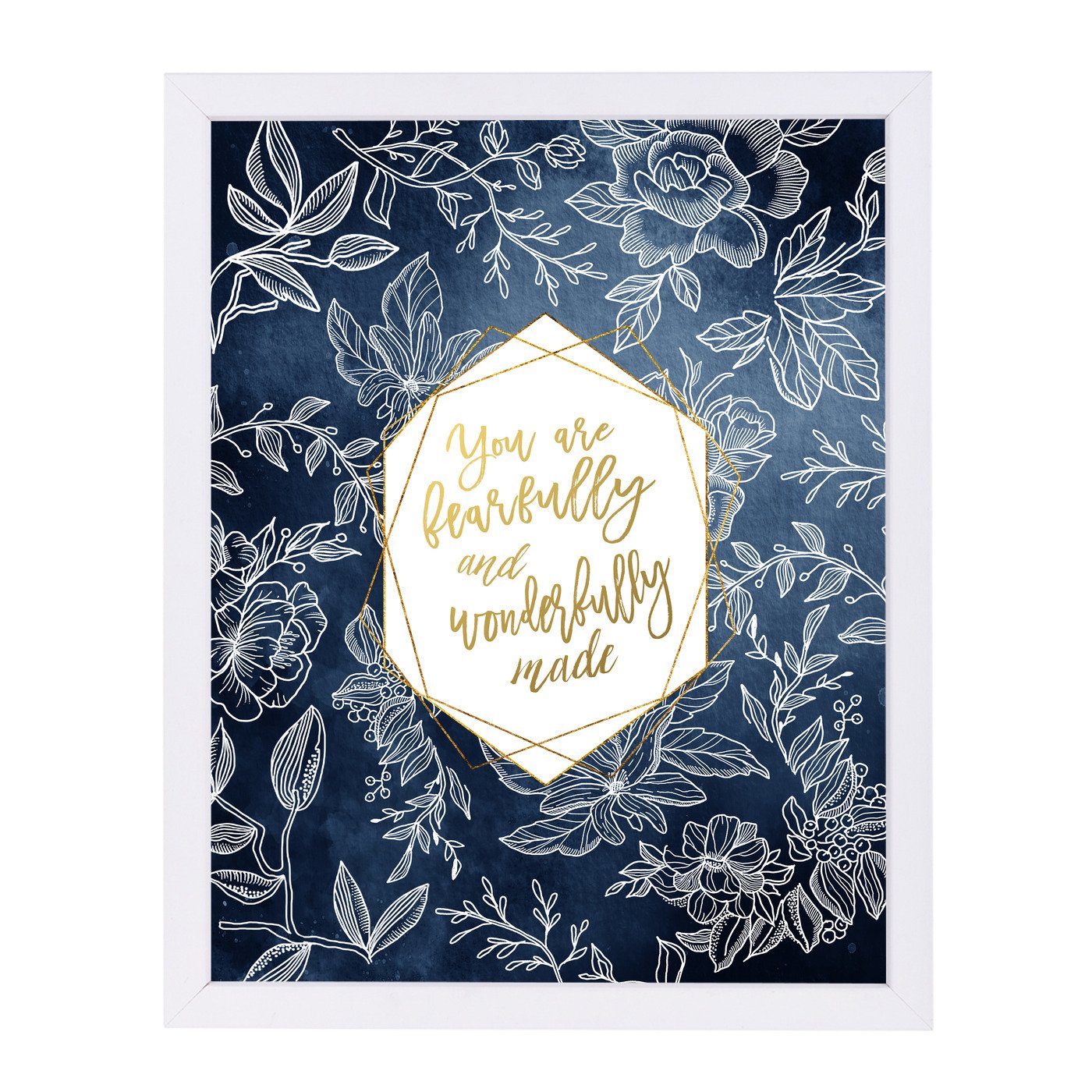 Fearfully Wonderfully  Blue Floral Geo Shape By Wall + Wonder - Framed Print - Americanflat