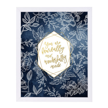 Fearfully Wonderfully  Blue Floral Geo Shape By Wall + Wonder - Framed Print - Americanflat